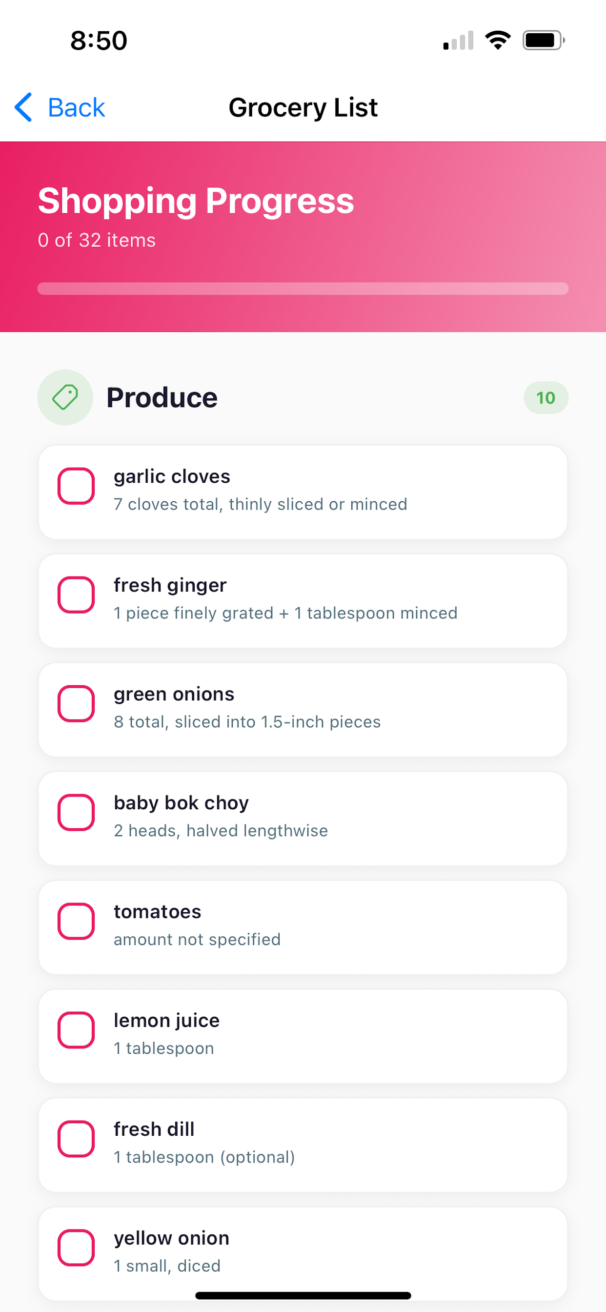 Recipe details and ingredients